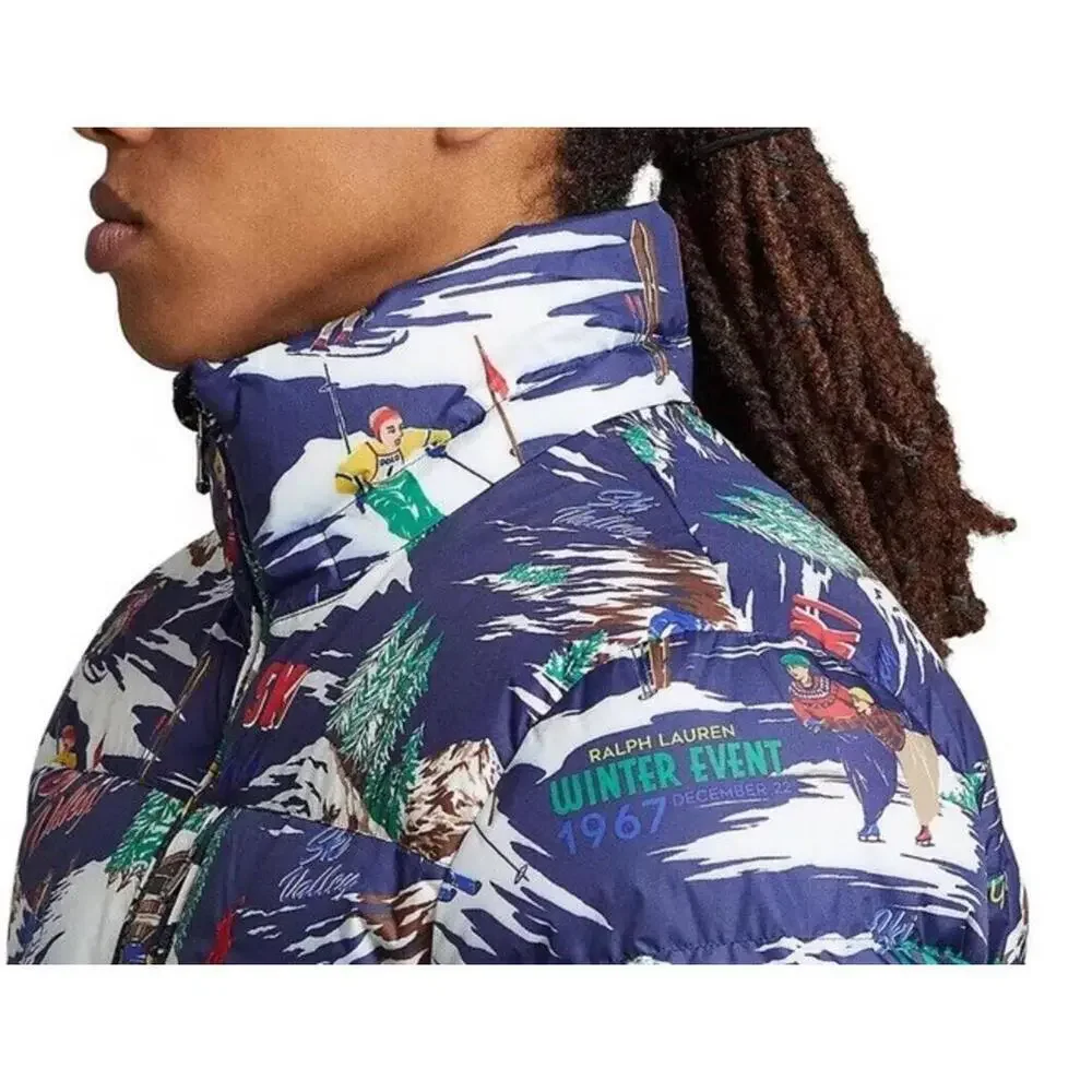 $398 Polo Ralph Lauren Water Repellent Graphic Ski Print 700 Down Jacket Coat S